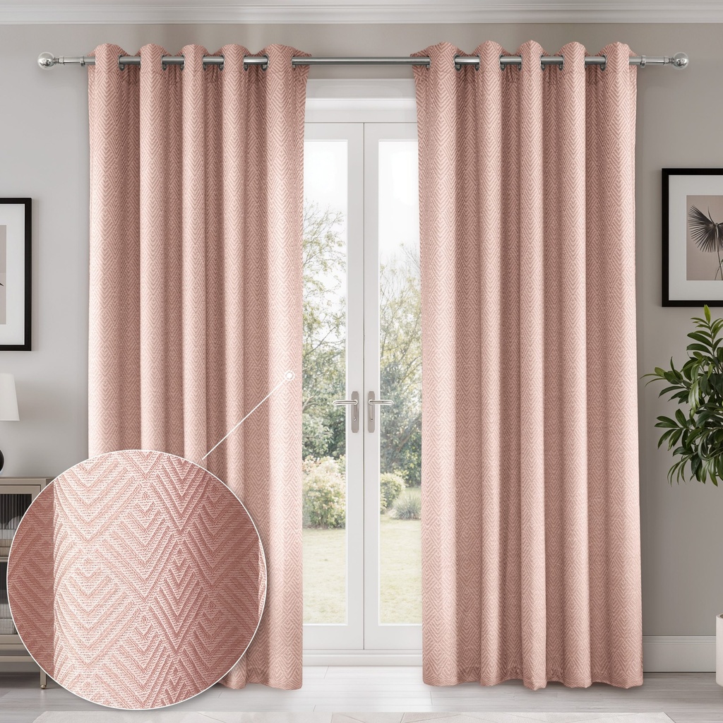 Amaranth Collection - Ultra Blackout Eyelet Curtains in Blush Pink - Image 2