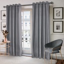 Wave Collection - Woven Jacquard Lined Eyelet Curtains in Charcoal - Image 2