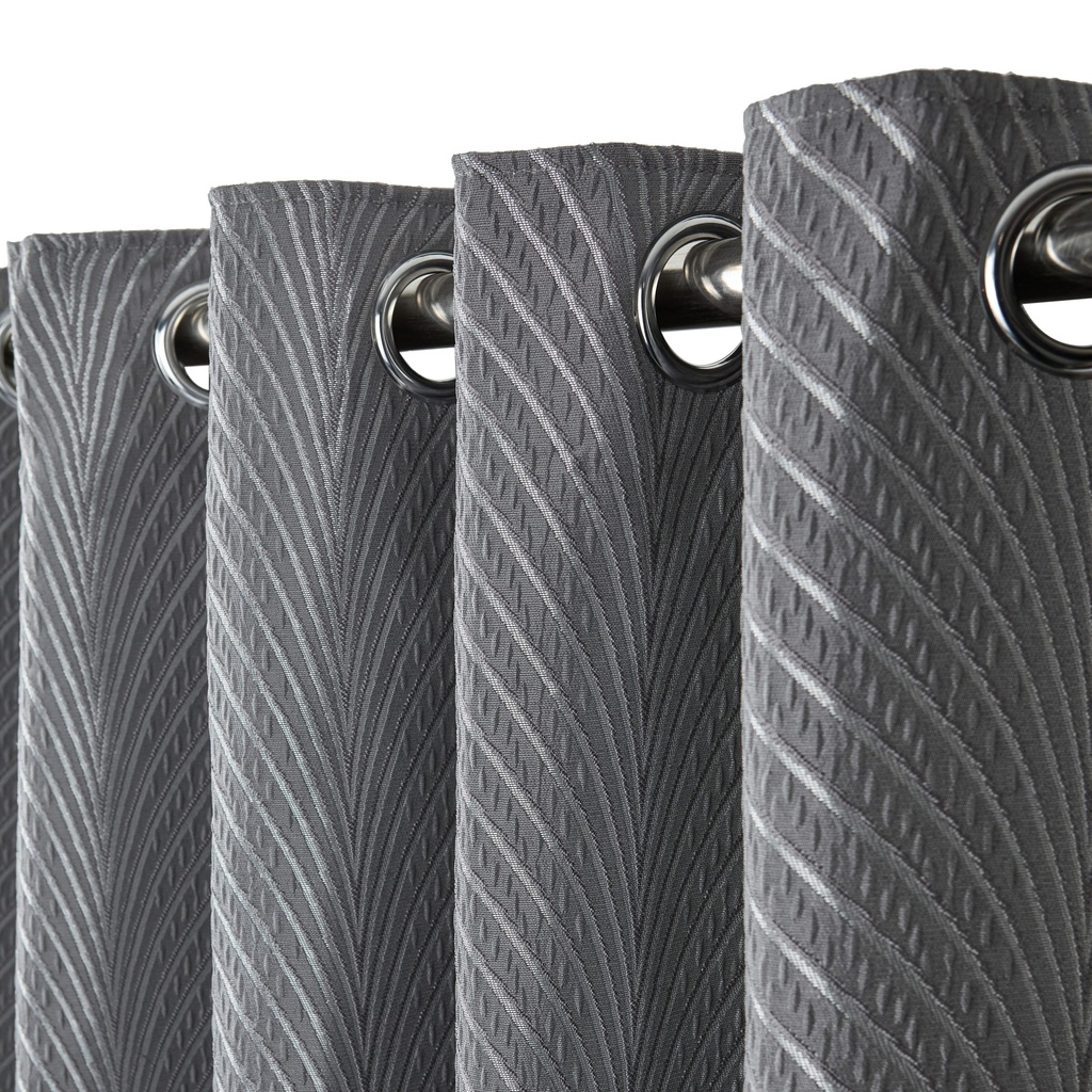 Wave Collection - Woven Jacquard Lined Eyelet Curtains in Charcoal - Image 3