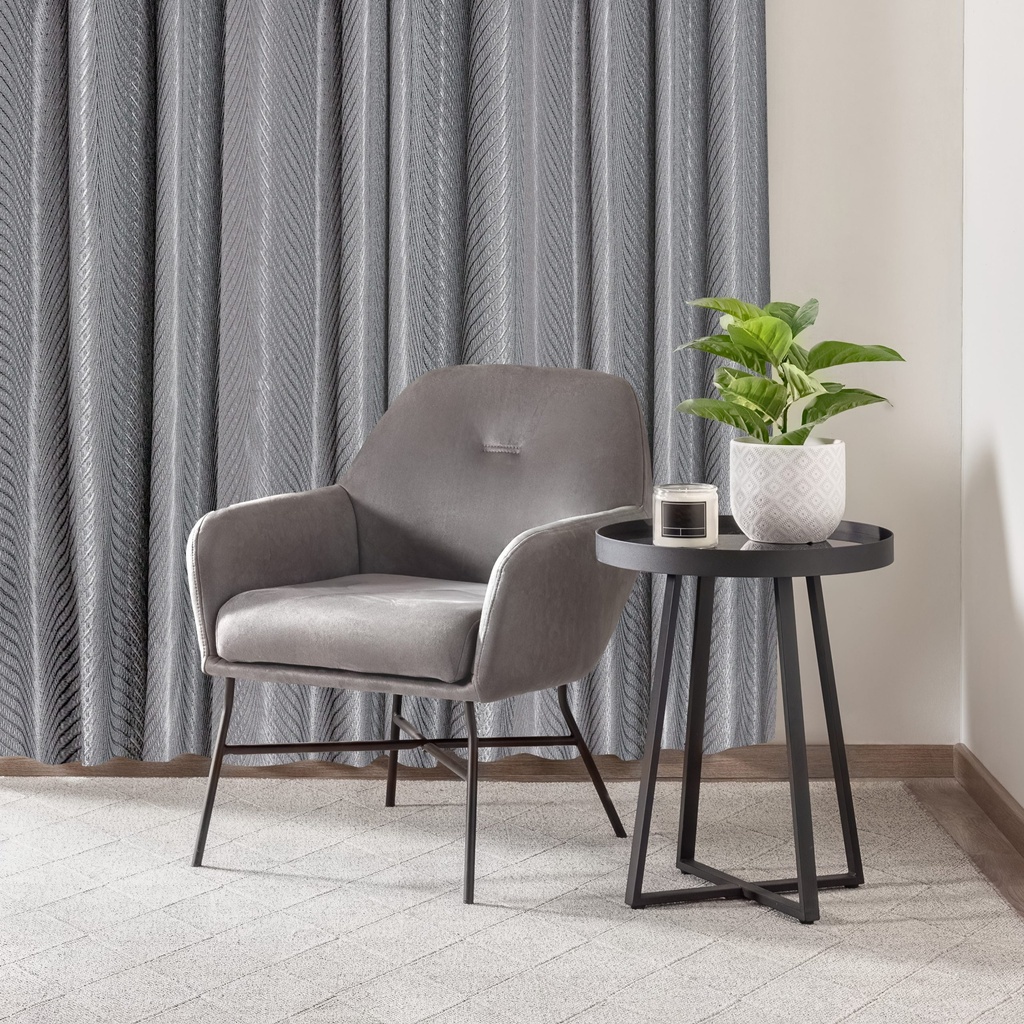 Wave Collection - Woven Jacquard Lined Eyelet Curtains in Charcoal - Image 5