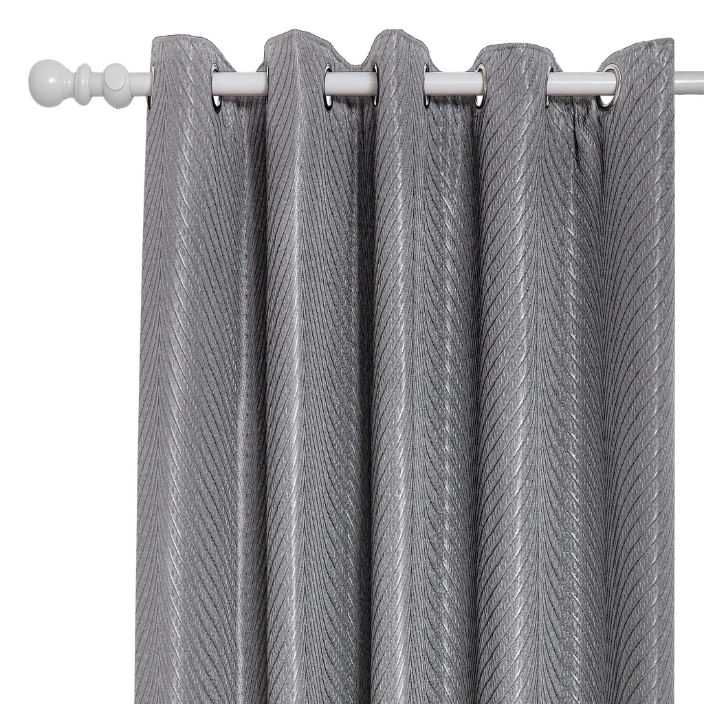 Wave Collection - Woven Jacquard Lined Eyelet Curtains in Charcoal - Image 7