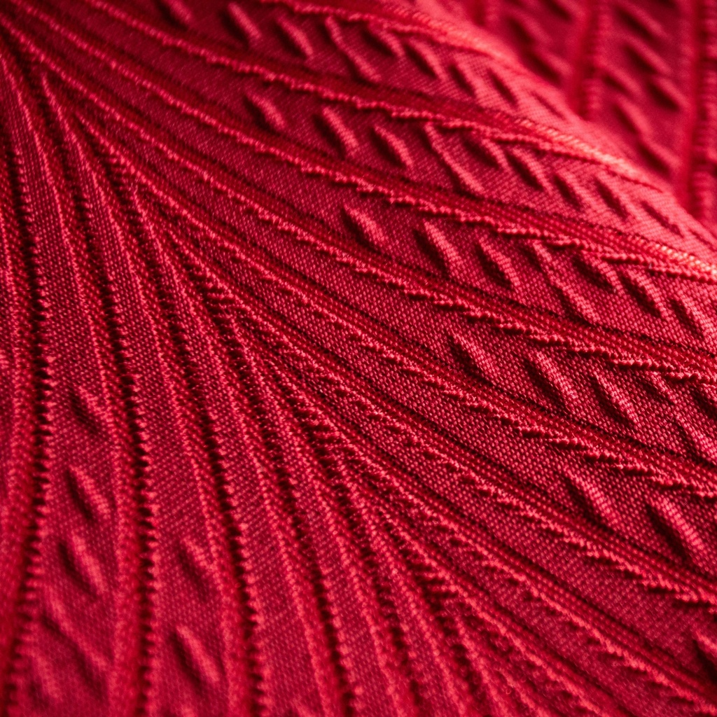 Wave Collection - Woven Jacquard Lined Eyelet Curtains in Cranberry - Image 6