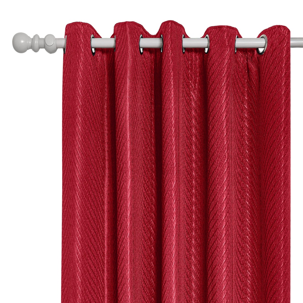 Wave Collection - Woven Jacquard Lined Eyelet Curtains in Cranberry - Image 7