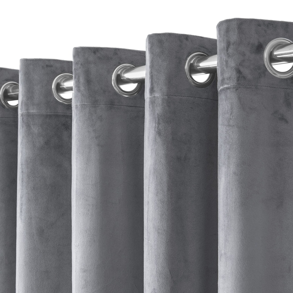 Verbena Collection - Velvet Blackout Eyelet Curtains in Silver - Image 2