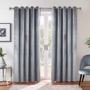 Verbena Collection - Velvet Blackout Eyelet Curtains in Silver - Image 3