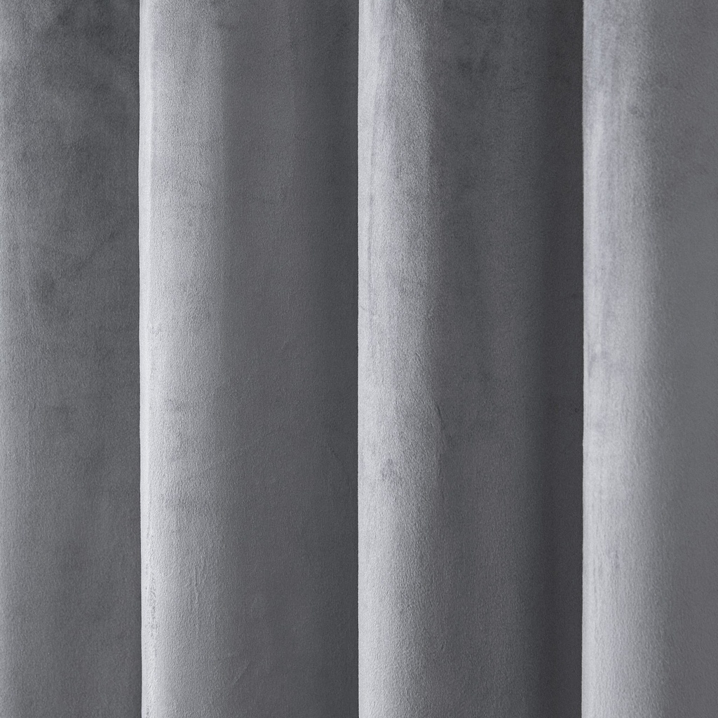 Verbena Collection - Velvet Blackout Eyelet Curtains in Silver - Image 4