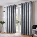 Verbena Collection - Velvet Blackout Eyelet Curtains in Silver - Image 5