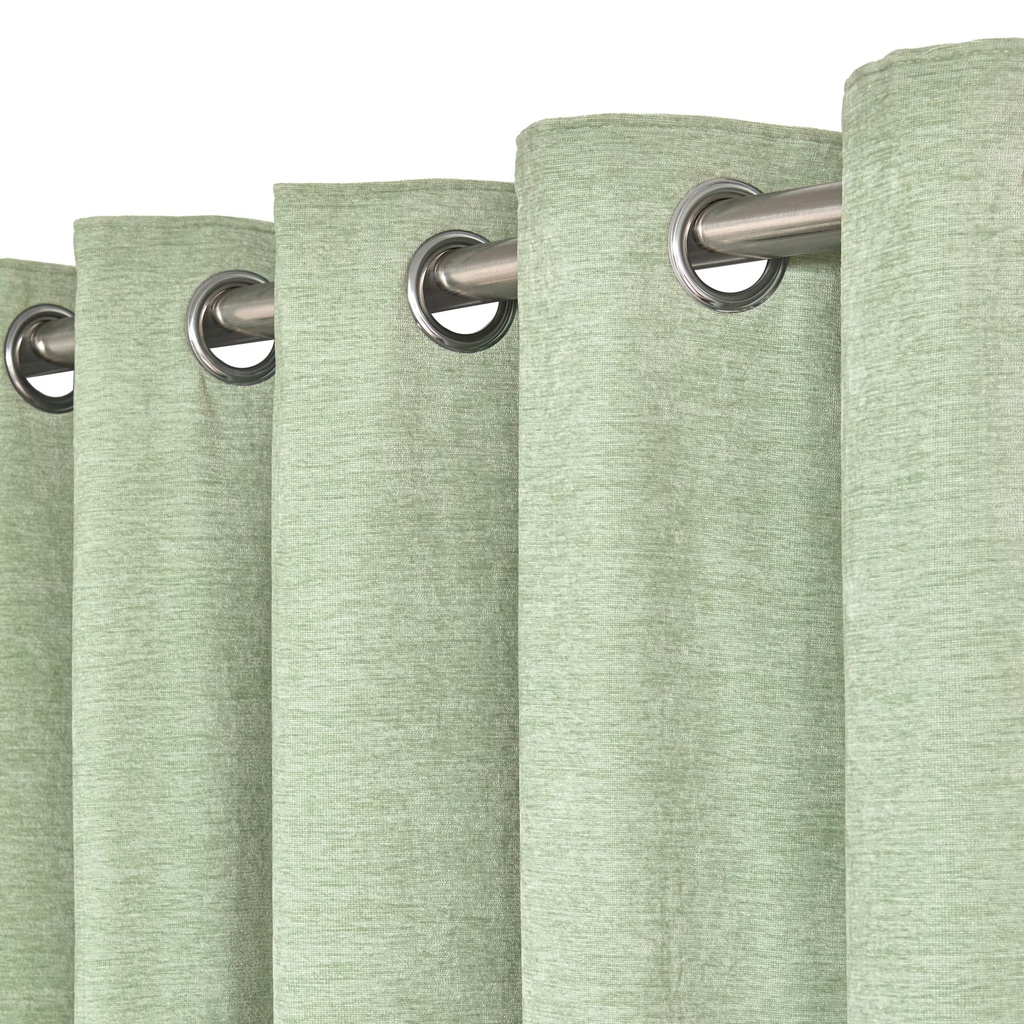 Foxglove Collection - Ultra Blackout & Thermal Chenille Eyelet Curtains in Sage Green - Image 2
