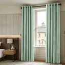 Foxglove Collection - Ultra Blackout & Thermal Chenille Eyelet Curtains in Sage Green - Image 3