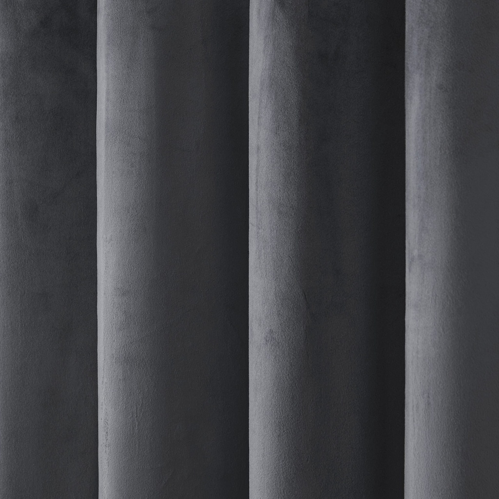 Verbena Collection - Velvet Blackout Eyelet Curtains in Charcoal - Image 4