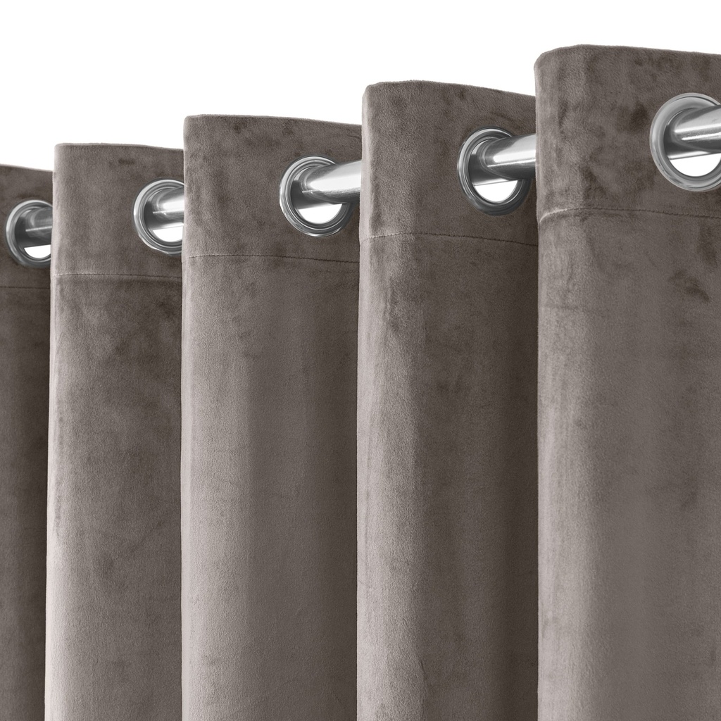 Verbena Collection - Velvet Blackout Eyelet Curtains in Stone - Image 2
