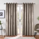 Verbena Collection - Velvet Blackout Eyelet Curtains in Stone - Image 3