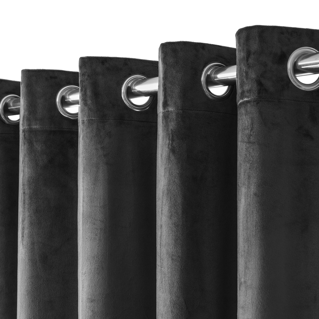 Verbena Collection - Velvet Blackout Eyelet Curtains in Black - Image 2