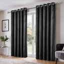 Verbena Collection - Velvet Blackout Eyelet Curtains in Black - Image 3