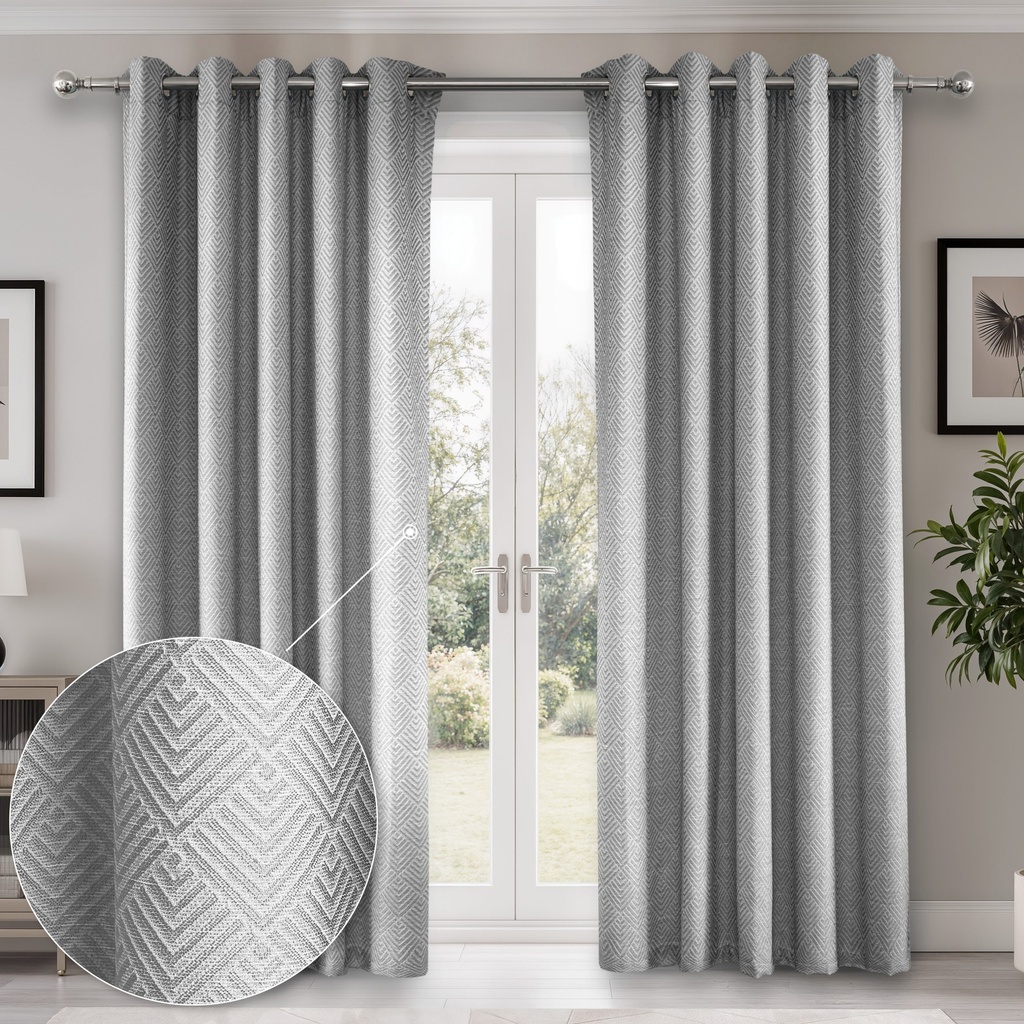 Amaranth Collection - Ultra Blackout Eyelet Curtains in Grey - Image 2