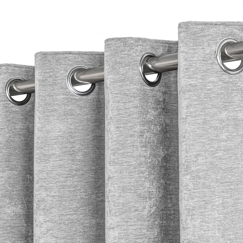 Foxglove Collection - Ultra Blackout & Thermal Chenille Eyelet Curtains in Grey - Image 2