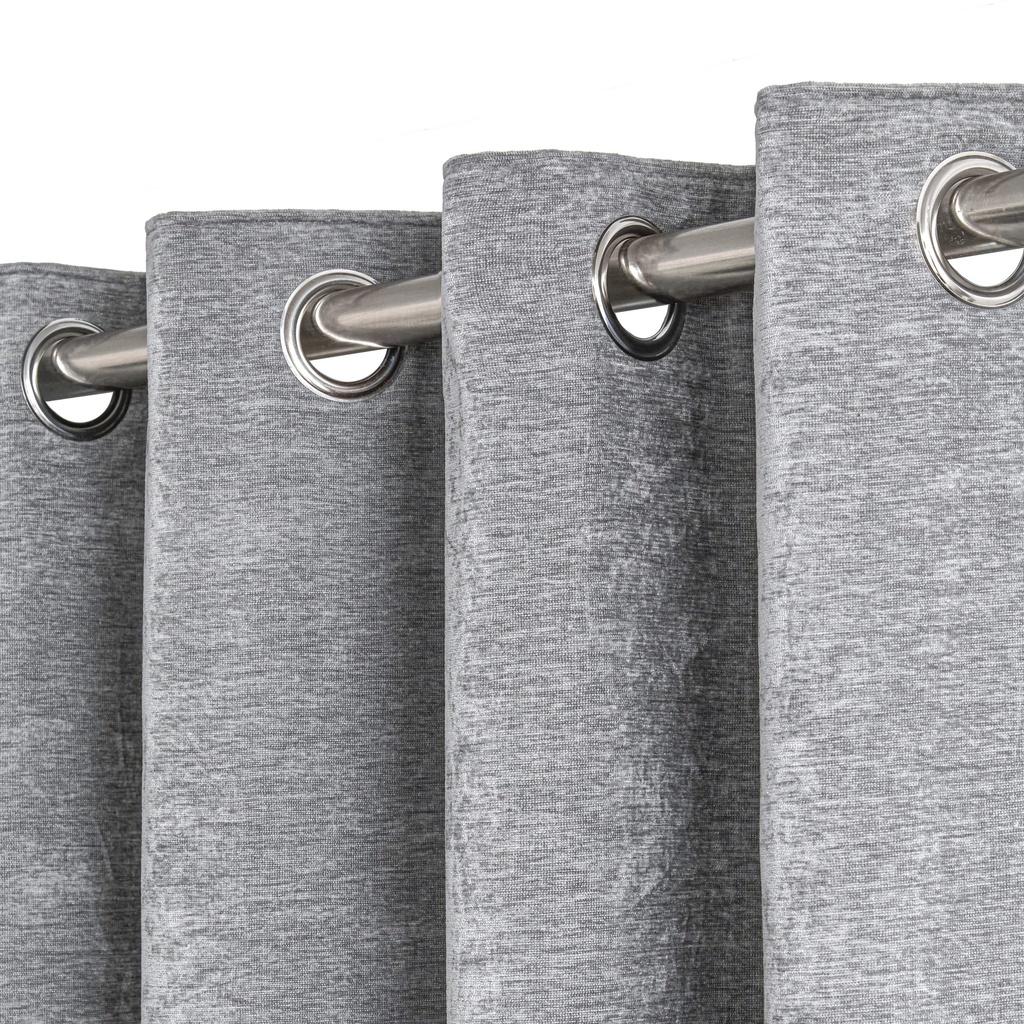 Foxglove Collection - Ultra Blackout & Thermal Chenille Eyelet Curtains in Charcoal - Image 2
