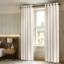 Foxglove Collection - Ultra Blackout & Thermal Chenille Eyelet Curtains in Ivory - Image 3