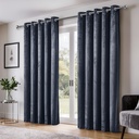Verbena Collection - Velvet Blackout Eyelet Curtains in Dark Navy - Image 5