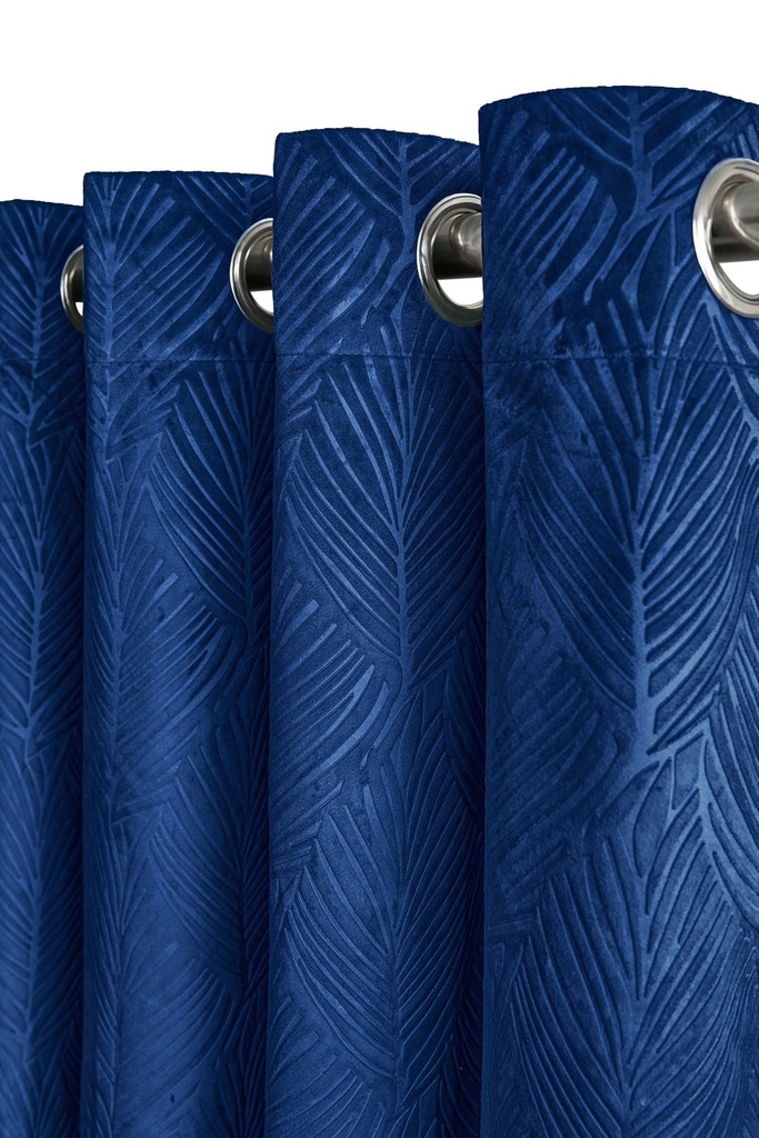 Silva Collection - Embossed Velvet Woven Thermal Blackout Eyelet Curtains in Navy - Image 2