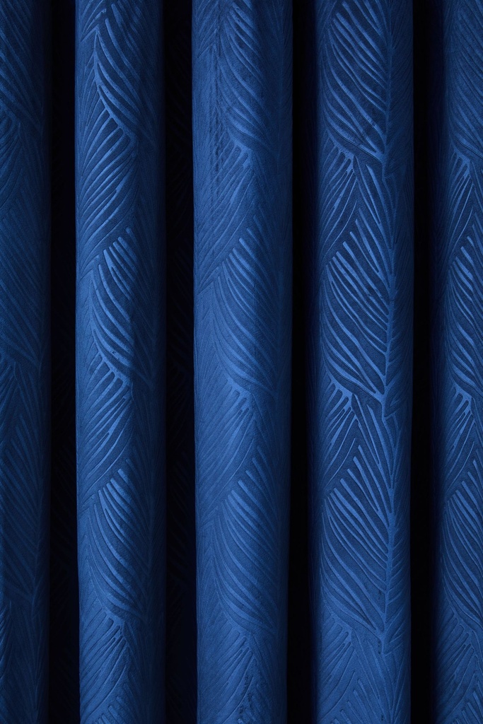 Silva Collection - Embossed Velvet Woven Thermal Blackout Eyelet Curtains in Navy - Image 3