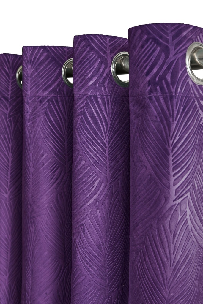 Silva Collection - Embossed Velvet Woven Thermal Blackout Eyelet Curtains in Amathyst - Image 2