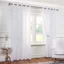 Rhodes - Lined Eyelet Voile Curtain Pair in White - Image 3