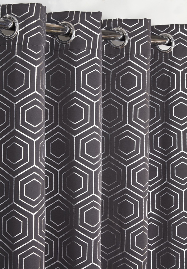 Element Collection - Woven Thermal Blackout Eyelet Curtains in Charcoal - Image 2