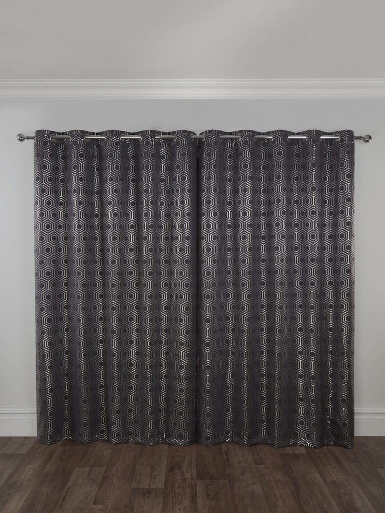 Element Collection - Woven Thermal Blackout Eyelet Curtains in Charcoal - Image 4
