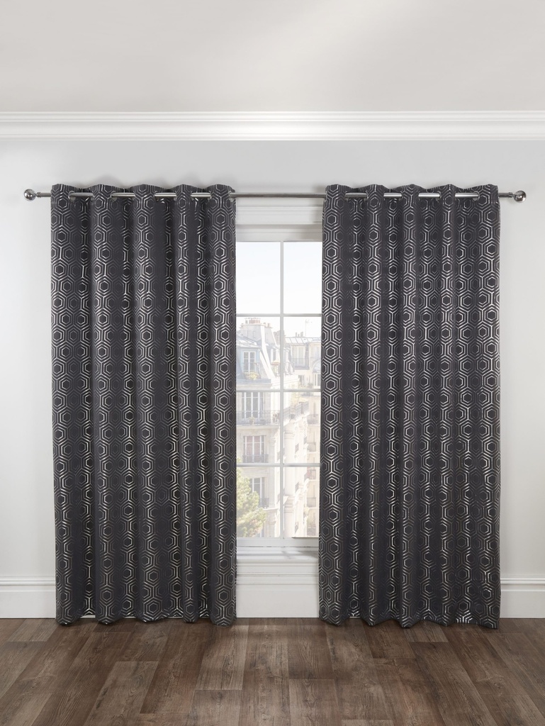 Element Collection - Woven Thermal Blackout Eyelet Curtains in Charcoal - Image 5