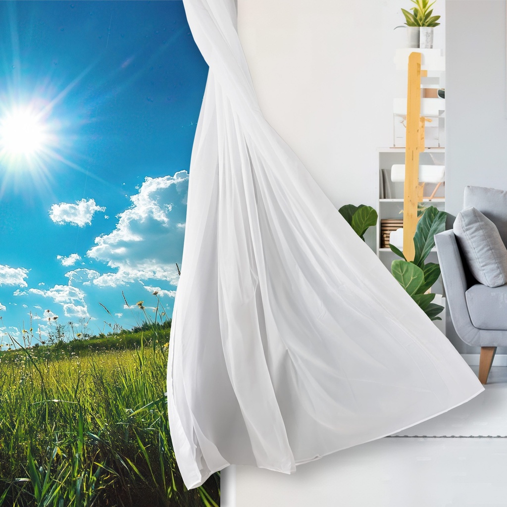 Rhodes - Lined Pencil Pleat Voile Curtain Pair in White - Image 3