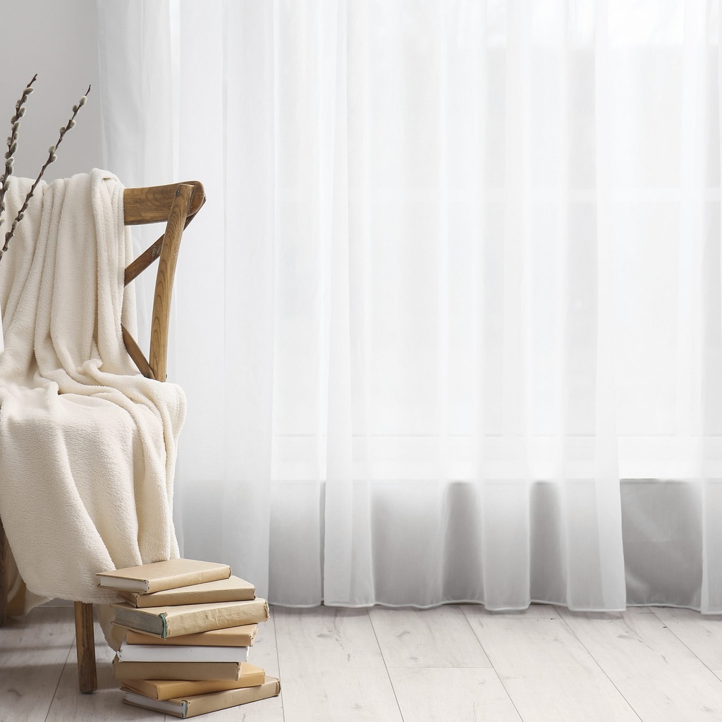 Rhodes - Lined Pencil Pleat Voile Curtain Pair in White - Image 4