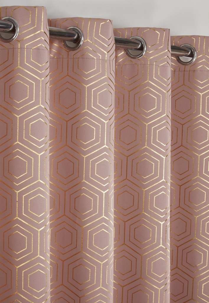 Element Collection - Woven Thermal Blackout Eyelet Curtains in Blush Pink - Image 2