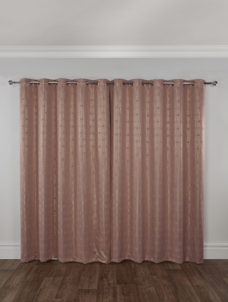 Element Collection - Woven Thermal Blackout Eyelet Curtains in Blush Pink - Image 4