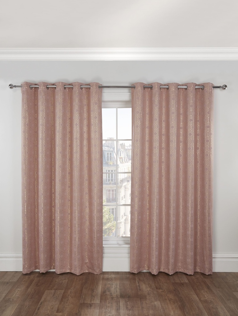 Element Collection - Woven Thermal Blackout Eyelet Curtains in Blush Pink - Image 5