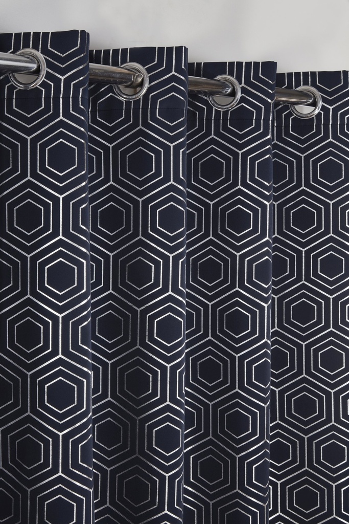 Element Collection - Woven Thermal Blackout Eyelet Curtains in Navy - Image 3