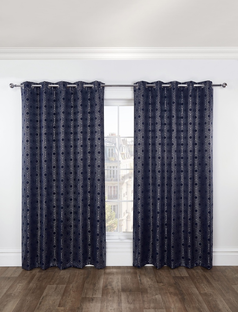 Element Collection - Woven Thermal Blackout Eyelet Curtains in Navy - Image 4