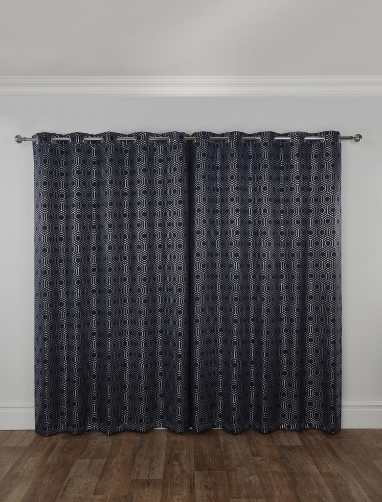 Element Collection - Woven Thermal Blackout Eyelet Curtains in Navy - Image 5