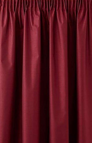 Faux Silk Collection - Luminous Lined Pencil Pleat Curtains in Red - Image 2