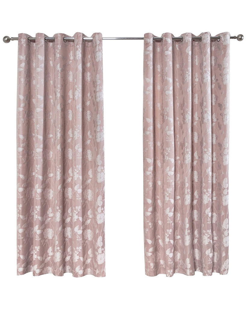 Meadows Collection - Lined Eyelet Jacquard Curtains in Blush Pink - Image 2