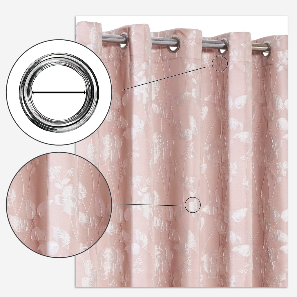 Meadows Collection - Lined Eyelet Jacquard Curtains in Blush Pink - Image 6
