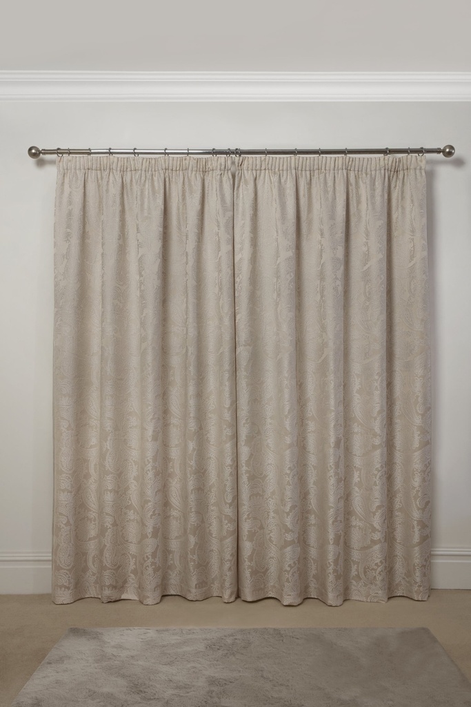 Cavendish Collection - Lined Pencil Pleat Jacquard Curtains in Cream - Image 4