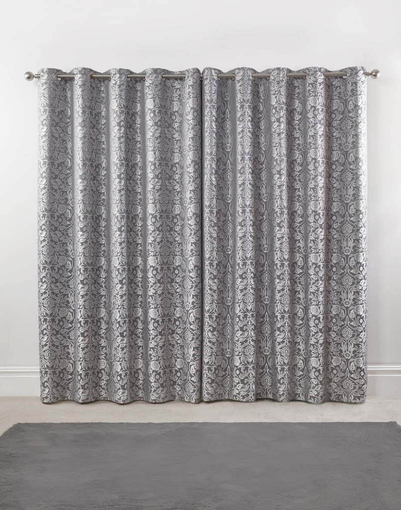 Harrow - Lined Eyelet Jacquard Curtains in Silver - Image 4