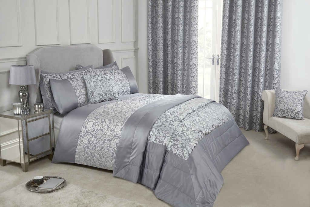 Harrow - Lined Eyelet Jacquard Curtains in Silver - Image 5