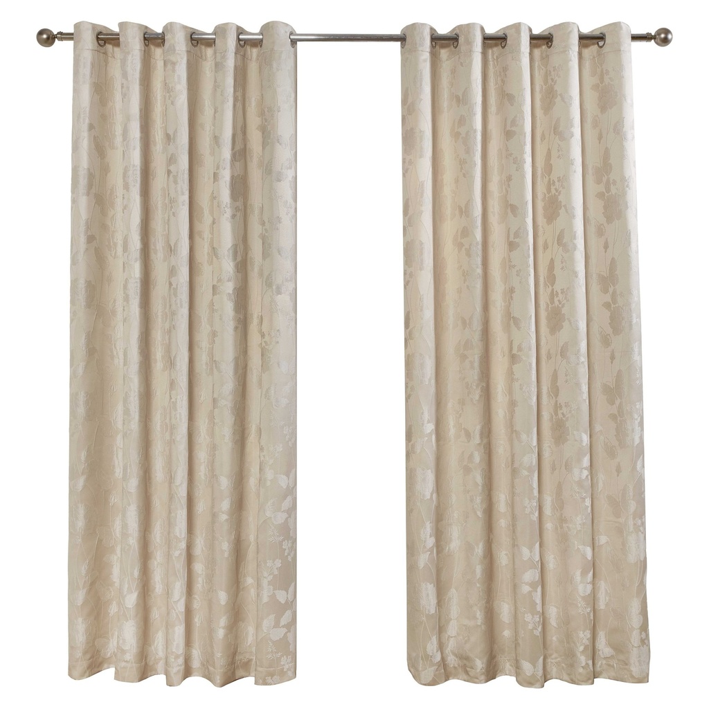 Meadows Collection - Lined Eyelet Jacquard Curtains in Cream - Image 2