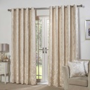 Meadows Collection - Lined Eyelet Jacquard Curtains in Cream - Image 4
