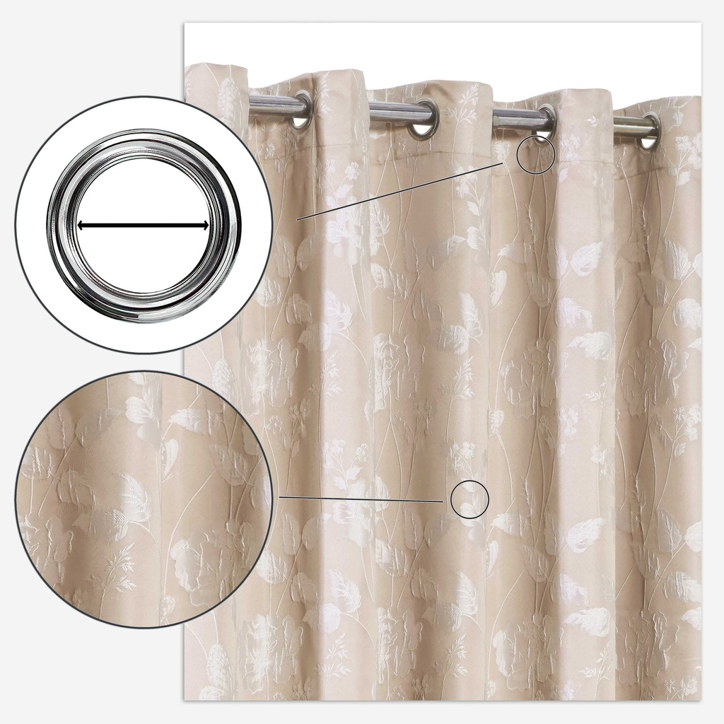 Meadows Collection - Lined Eyelet Jacquard Curtains in Cream - Image 6