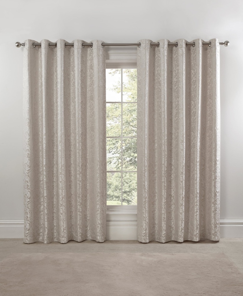 Harrow - Lined Eyelet Jacquard Curtains in Cream - Image 3