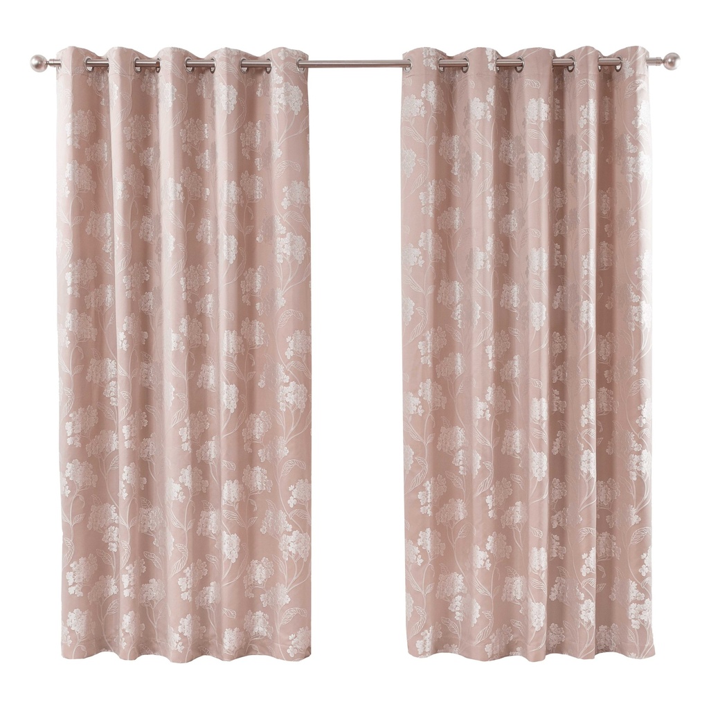 English Garden - Lined Eyelet Jacquard Curtains in Blush Pink - Image 2