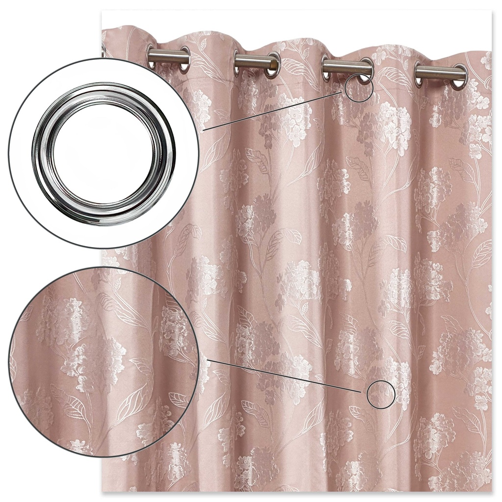 English Garden - Lined Eyelet Jacquard Curtains in Blush Pink - Image 5